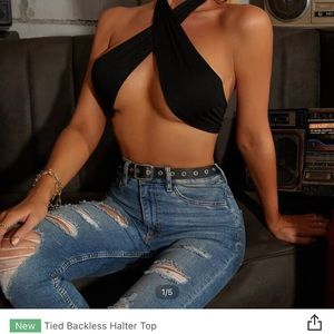 Backless halter top